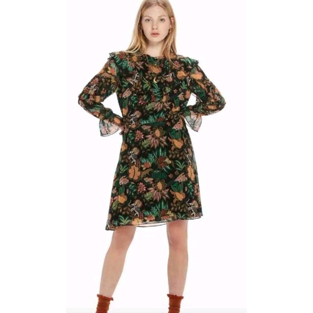 Scotch and Soda Maison Scotch Dress Size Small Jungle Print Ruffle Fantastique